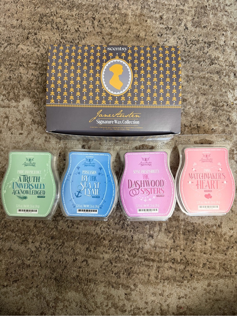 Scentsy Jane Austen Signature Wax Collection - Brown & Gold Packaging